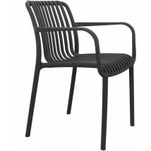 Chaise de fauteuil extérieur extrême à l'intérieur des bars et restaurants en résine avec effet de corde bonal Black - Black