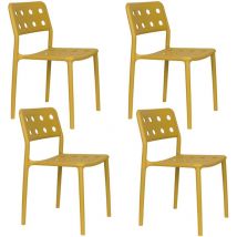 Boite A Design - Chaise de jardin, 4 chaises empilables serra Jaune en Plastique
