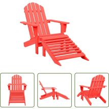 Doc&et² - The Living Store Chaise de jardin Adirondack avec pouf Bois de sapin Rouge - Chaise Adirondack - Chaise De Jardin - Mobilier De Jardin