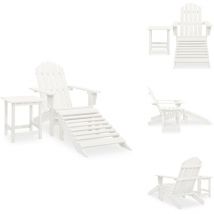 Chaise de jardin Adirondack avec pouf et table Sapin Blanc - Chaise Adirondack - Mobilier De Jardin - Salon De Jardin - Chaise Extérieure - Chaise En
