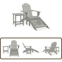 Chaise de jardin Adirondack avec pouf et table Sapin Gris - Chaise Adirondack - Mobilier De Jardin - Salon De Jardin - Chaise Extérieure - Chaise