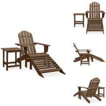 Chaise de jardin Adirondack avec pouf et table Sapin Marron - Chaise Adirondack - Mobilier De Jardin - Salon De Jardin - Chaise Extérieure - Chaise