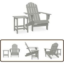Chaise de jardin Adirondack avec table Bois de sapin Gris - Chaise Adirondack - Chaise De Jardin - Mobilier De Jardin - Salon De Jardin - Chaise En