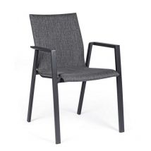 Iperbriko - Chaise de jardin anthracite avec accoudoirs