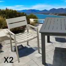 Pier Import - Chaise de jardin avec accoudoirs en aluminium gris sable (lot de 2) stockholm