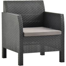 Chaise de jardin avec coussin PP Rotin Anthracite