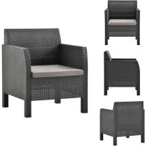 Chaise de jardin avec coussin pp Rotin Anthracite - Chaise De Jardin - Chaise Extérieure - Mobilier De Jardin - Fauteuil De Jardin - Coussin