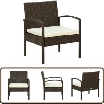 Chaise de jardin avec coussin Résine tressée Marron - Chaises De Jardin - Chaises Extérieures - Mobilier De Jardin - Décoration Extérieure - Résine