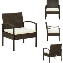 Chaise de jardin avec coussin Résine tressée Marron - Chaises De Jardin - Chaises Extérieures - Mobilier De Jardin - Décoration Extérieure - Résine