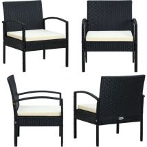 Chaise de jardin avec coussin Résine tressée Noir - Chaises De Jardin - Chaises Extérieures - Mobilier De Jardin - Décoration De Jardin - Résine