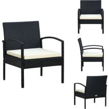 Chaise de jardin avec coussin Résine tressée Noir - Chaises De Jardin - Chaises Extérieures - Mobilier De Jardin - Décoration De Jardin - Résine