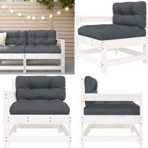 Chaise de jardin avec coussins blanc bois de pin massif - Chaises De Jardin - Mobilier De Jardin - Chaises Longues - Sièges De Jardin - Chaise En