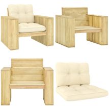 Chaise de jardin avec coussins crème Bois de pin imprégné - Chaises De Jardin - Chaises En Bois - Mobilier De Jardin - Décoration De Jardin