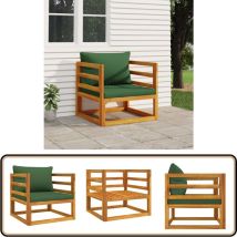 Chaise de jardin avec coussins verts bois massif d'acacia - Chaise De Jardin - Meuble De Jardin - Fauteuil De Jardin - Mobilier De Jardin - Acacia