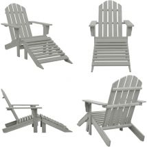 Chaise de jardin avec pouf Bois Gris - Fauteuil De Jardin - Chaise De Jardin - Pouf De Jardin - Mobilier De Jardin - Salon De Jardin - Home & Living