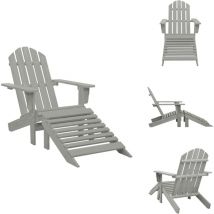 Vidaxl - Chaise de jardin avec pouf Bois Gris - Fauteuil De Jardin - Chaise De Jardin - Pouf De Jardin - Mobilier De Jardin - Salon De Jardin