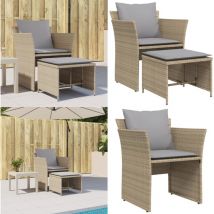 Chaise de jardin avec tabouret beige résine tressée - Chaises De Jardin - Salon De Jardin - Mobilier De Jardin - Chaises Confortables - Chaise Avec