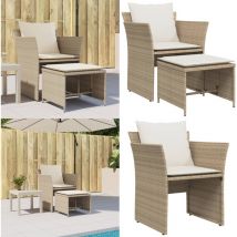 Chaise de jardin avec tabouret beige résine tressée - Chaises De Jardin - Salon De Jardin - Mobilier De Jardin - Chaises Confortables - Chaise Avec