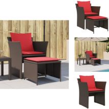 Chaise de jardin avec tabouret marron résine tressée - Chaise De Jardin - Chaises De Jardin - Siège De Jardin - Chaise De Jardin Avec Coussin