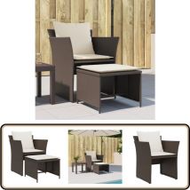 Chaise de jardin avec tabouret marron résine tressée - Chaises De Jardin - Salon De Jardin - Mobilier De Jardin - Chaises Confortables - Chaise Avec