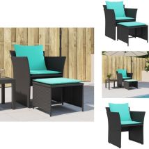 Chaise de jardin avec tabouret noir résine tressée - Chaise De Jardin - Chaises De Jardin - Siège De Jardin - Chaise De Jardin Avec Coussin
