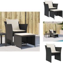 Chaise de jardin avec tabouret noir résine tressée - Chaises De Jardin - Salon De Jardin - Mobilier De Jardin - Chaises Confortables - Chaise Avec