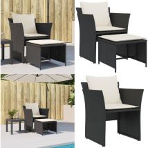Chaise de jardin avec tabouret noir résine tressée - Chaises De Jardin - Salon De Jardin - Mobilier De Jardin - Chaises Confortables - Chaise Avec