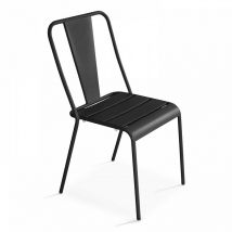 Oviala - Chaise de jardin en métal anthracite