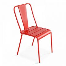 Oviala - Chaise de jardin en métal rouge