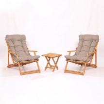 Chaise de jardin brun en bois de hêtre 100% naturel, sans vernis, brun et naturel, 59x90x44 cm