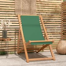 Chaise de jardin, Chaise de plage pliable bois de teck solide vert togp41050 design in