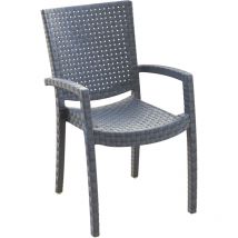 Chillvert - Chaise de Jardin Nápoles Résine Imitation Rotin 51x54x84 cm Noir avec Accoudoir