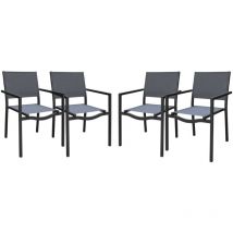 Sweeek - Lot de 4 chaises de jardins empilables en aluminium et textilène. anthracite