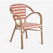 Chaise de jardin empilable avec accoudoirs en rotin synthétique et aluminium Solange Bistro Sklum Beige Crème - Rouge Bordeaux