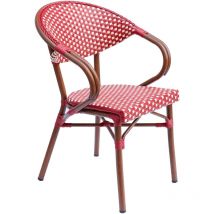 Fauteuil de bistrot parisien en aluminium rouge