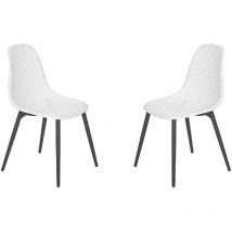 M&s - Lot de 2 chaises exterieur en résine tressée Blanc 46x53x85 cm