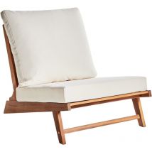 Chaise de Jardin en Bois d'Acacia avec Coussins d'Assise et de Dossier Mobilier d'Intérieur Extérieur Blanc Cassé et Bois Clair Micciano