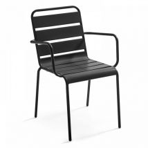 Fauteuil de jardin en métal gris anthracite - Palavas
