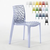 Chaise de cuisine bar café en polypropylène nid d'abeille Gruvyer Grand Soleil - Bleu ciel