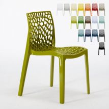 Chaise de cuisine bar café en polypropylène nid d'abeille Gruvyer Grand Soleil - Anis vert