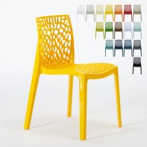 Chaise de cuisine bar café en polypropylène nid d'abeille Gruvyer Grand Soleil - Jaune