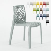 Chaise de cuisine bar café en polypropylène nid d'abeille Gruvyer Grand Soleil - Gris