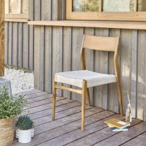 Berah Getah - Chaise de jardin en teck massif et cordage beige