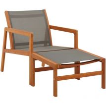 Chaise de jardin et repose-pied Gris Eucalyptus et textilène