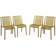 Sweeek - Lot de 4 chaises de jardin en plastique moutarde. empilables. déjà montées