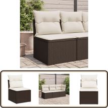 Chaise de jardin sans accoudoirs avec coussins marron rotin - Chaises De Jardin - Canapé Extérieur - Fauteuil De Jardin - Mobilier De Jardin - Rotin