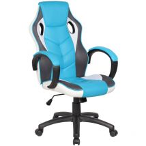 Serena - Chaise de jeu Caloundra, Fauteuil de jeu pour adultes, Chaise de bureau, Cm 66x61h104/114, Bleu ciel et Blanc