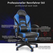 Chaise de jeu chaise de bureau chaise de course chaise pivotante chaise de direction siège baquet chaise de jeu siège sport chaise PC - noir / bleu