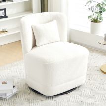 Retrok - Chaise de Loisirs Pivotante à 360° - Canapé Simple, Chaise en Velours Peluche, Chaise Pivotante de Balcon, avec Coussin et Chaise Longue