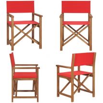 Chaise de metteur en scène Bois de teck solide Rouge - Chaises De Jardin - Chaises De Réalisateur - Mobilier De Jardin - Jardin - Terrasse - Home &